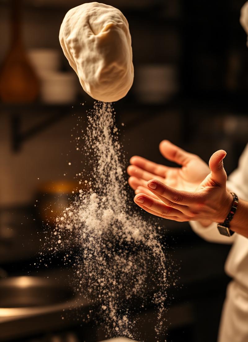 Chef tossing dough